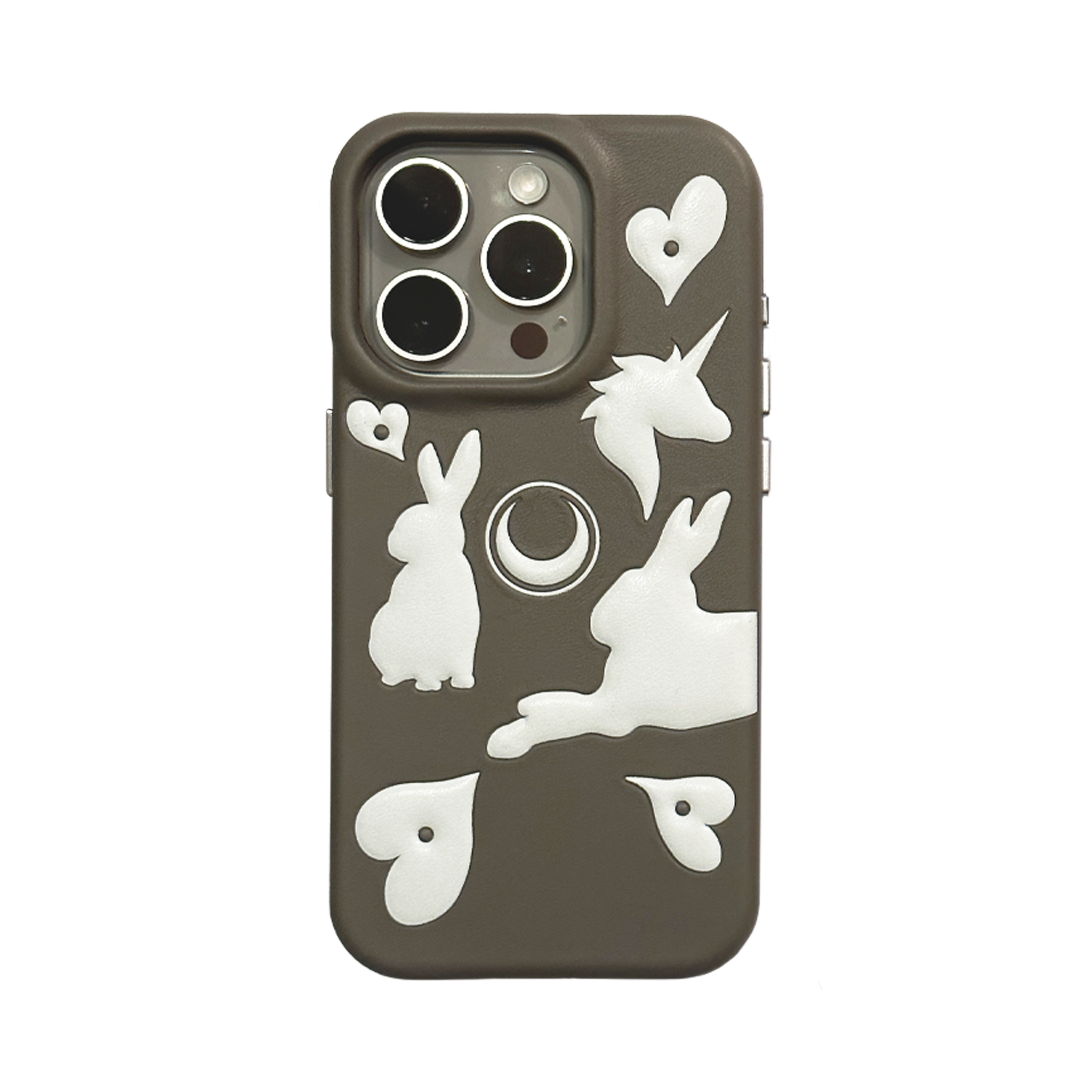 BUNICORN EMBOSSED GREY NO.002 LEATHER IPHONE 15 PRO CASE