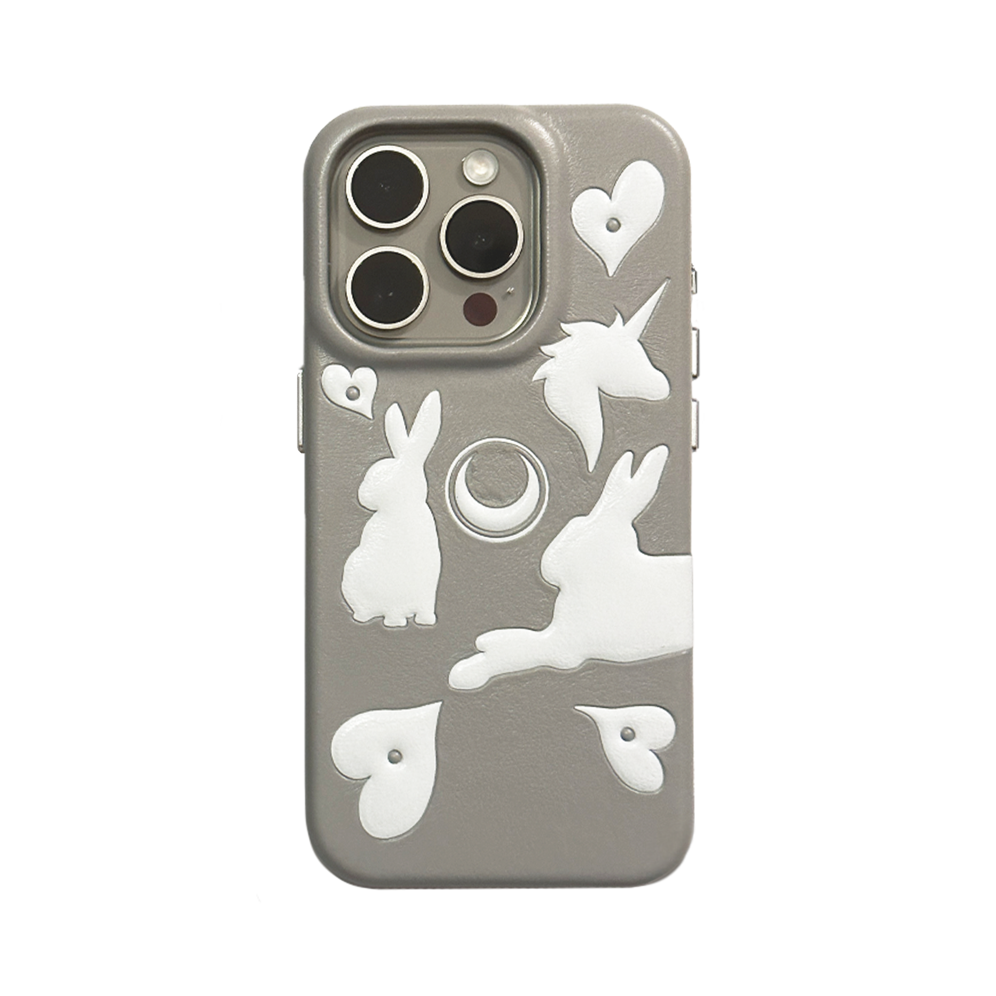 BUNICORN EMBOSSED GREY NO.001 LEATHER IPHONE 15 PRO CASE