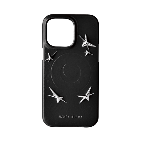 STAR STUDS BLACK LEATHER IPHONE 14 PRO CASE