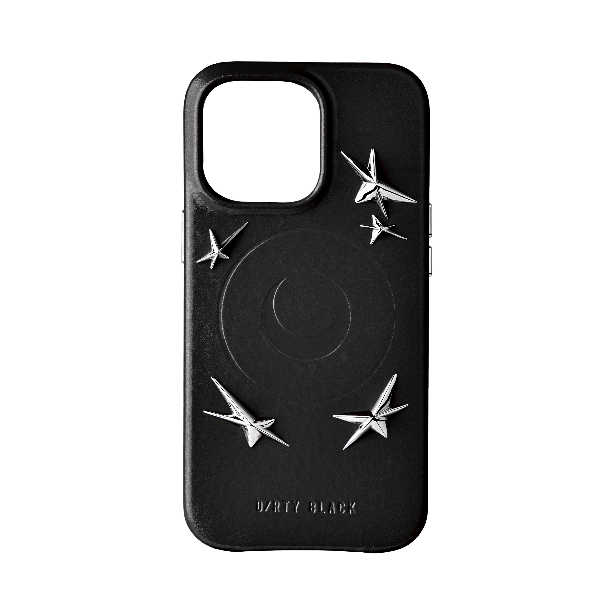 STAR STUDS BLACK LEATHER IPHONE CASE
