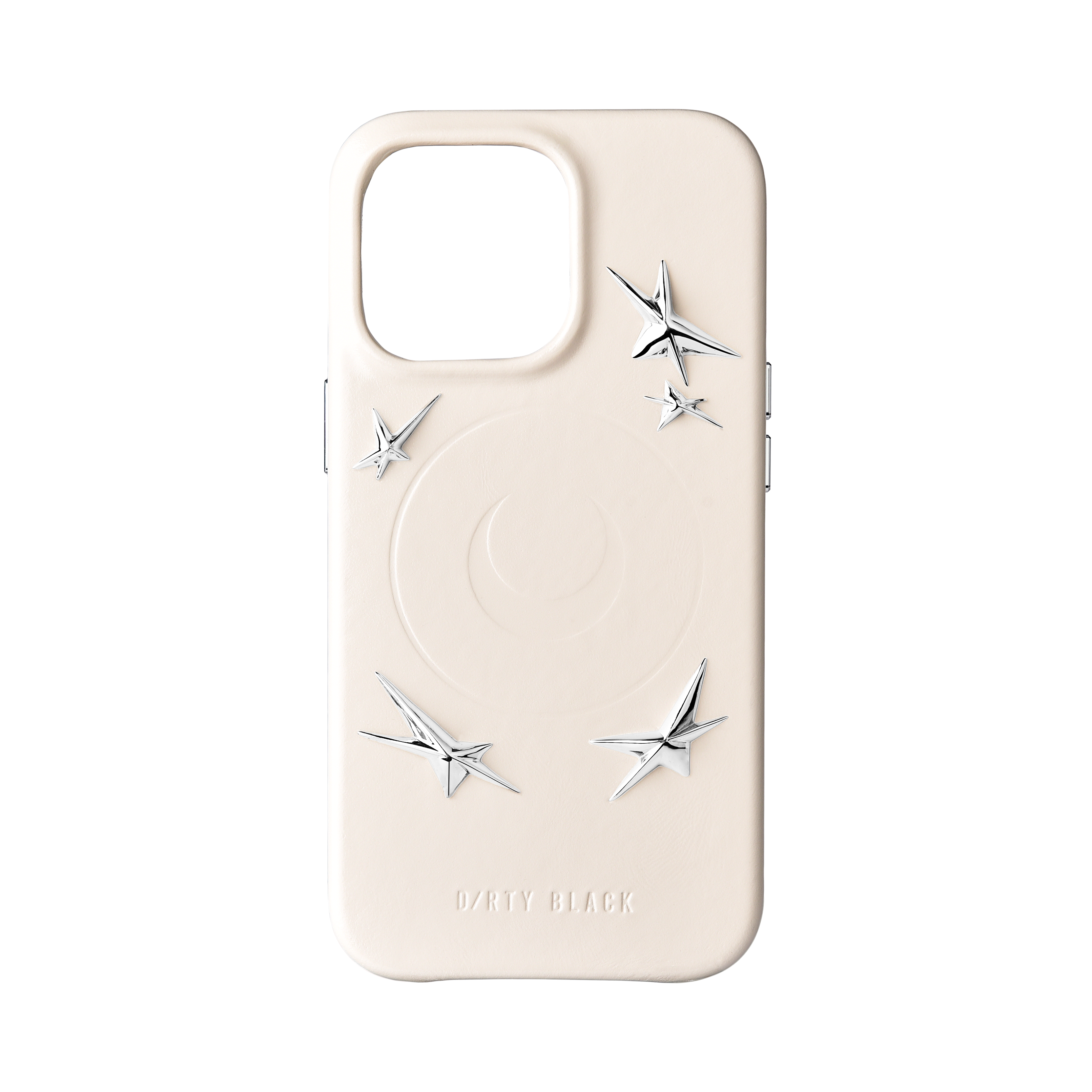 STAR STUDS IVORY LEATHER IPHONE CASE