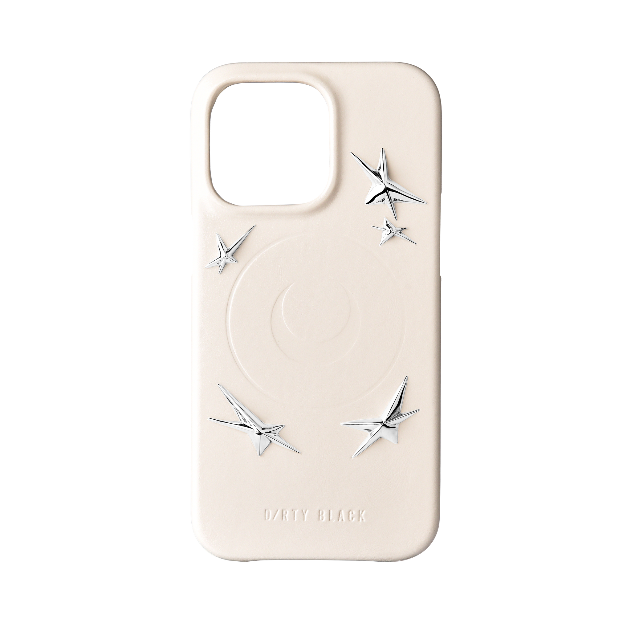 STAR STUDS IVORY LEATHER IPHONE 14 PRO CASE