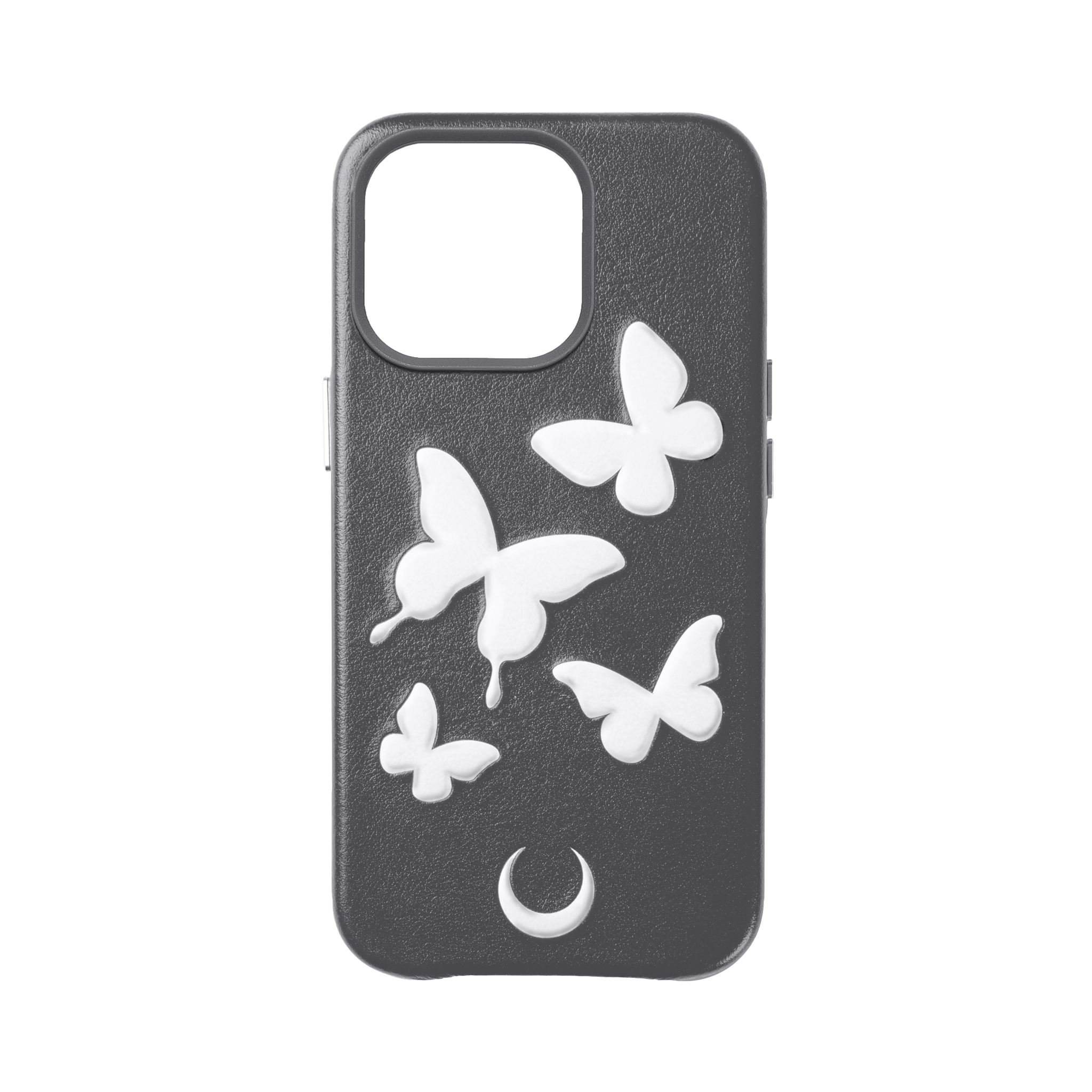 BUTTERFLY EMBOSSED GREY NO.001 LEATHER IPHONE CASE