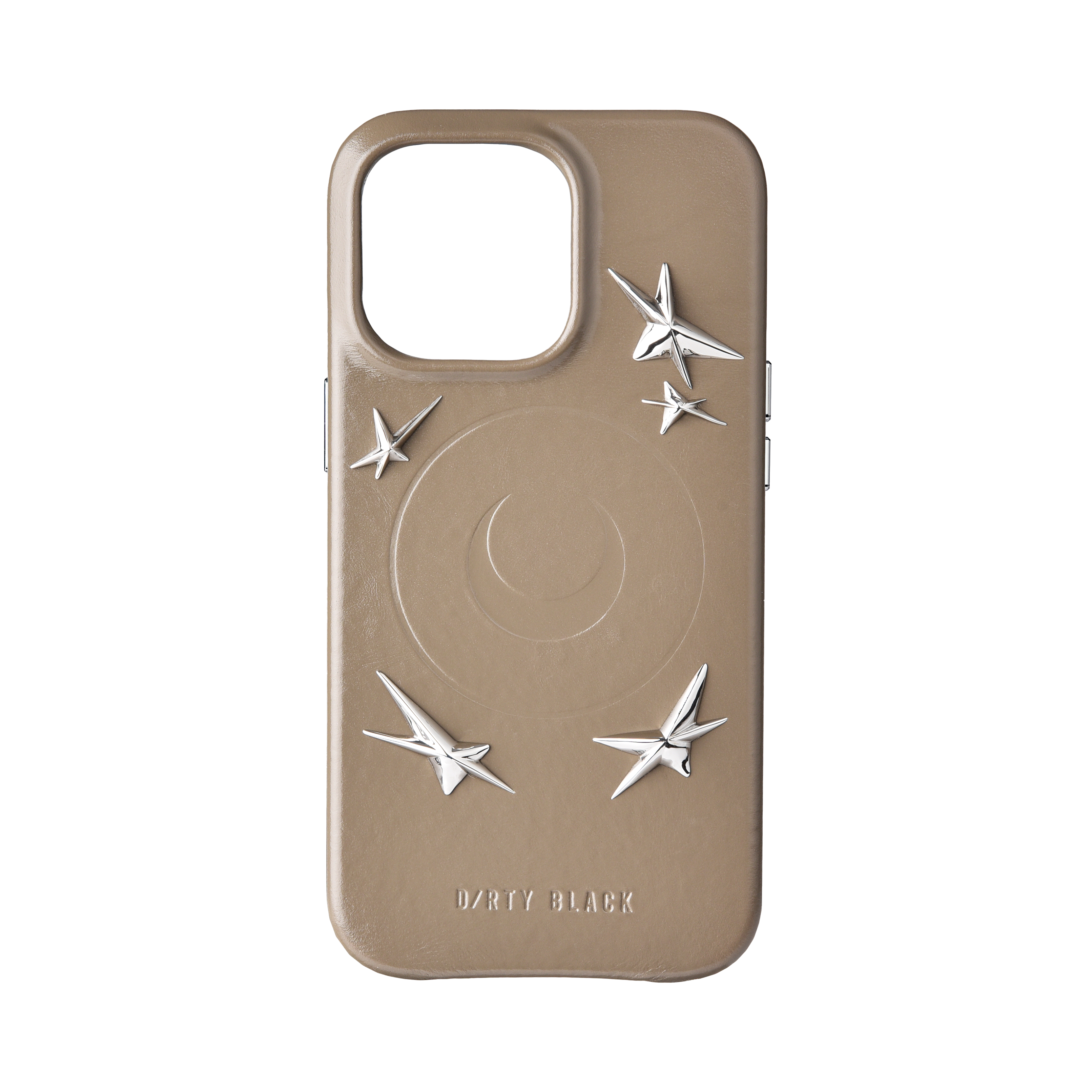 STAR STUDS BROWN LEATHER IPHONE CASE