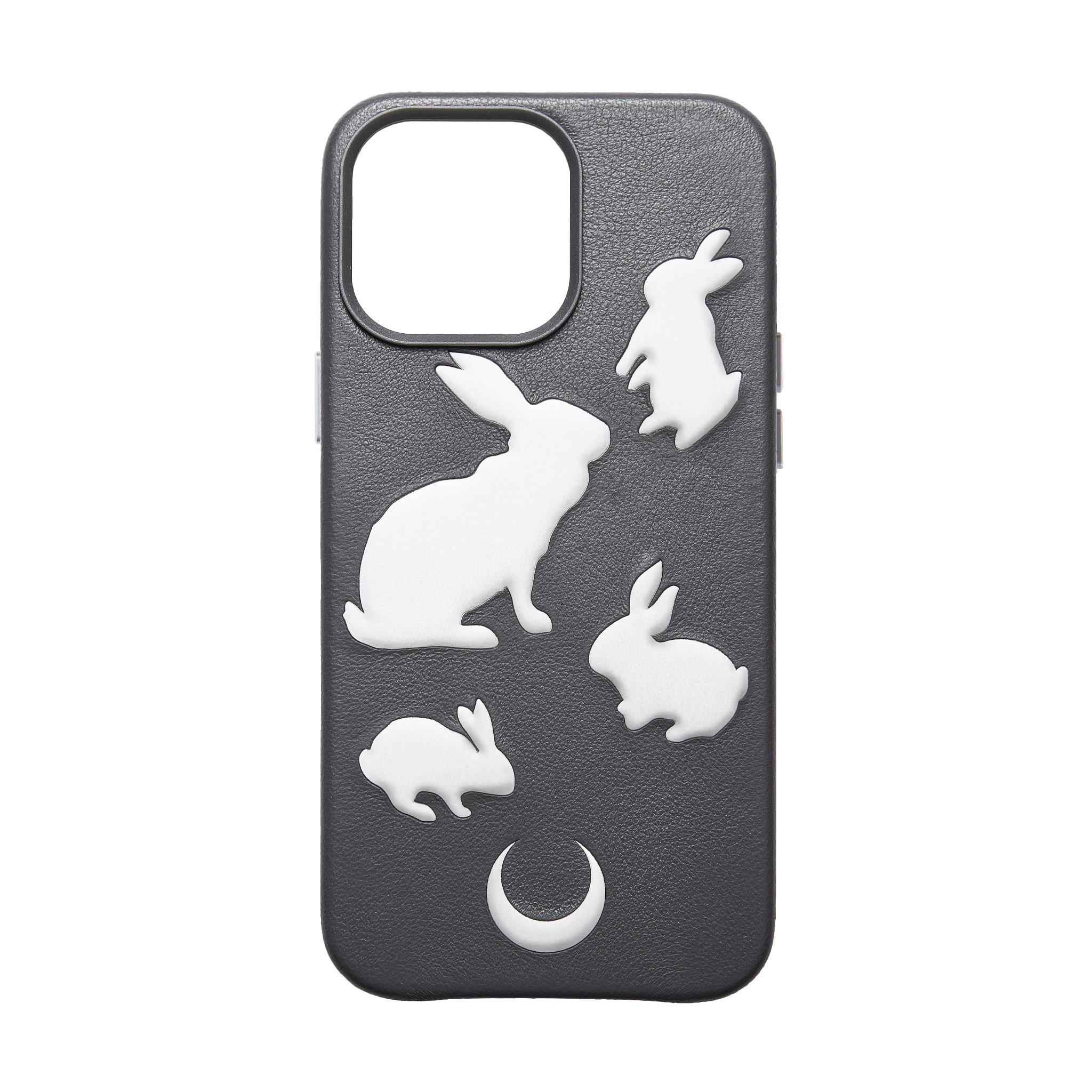 RABBIT EMBOSSED GREY NO.001 LEATHER IPHONE CASE