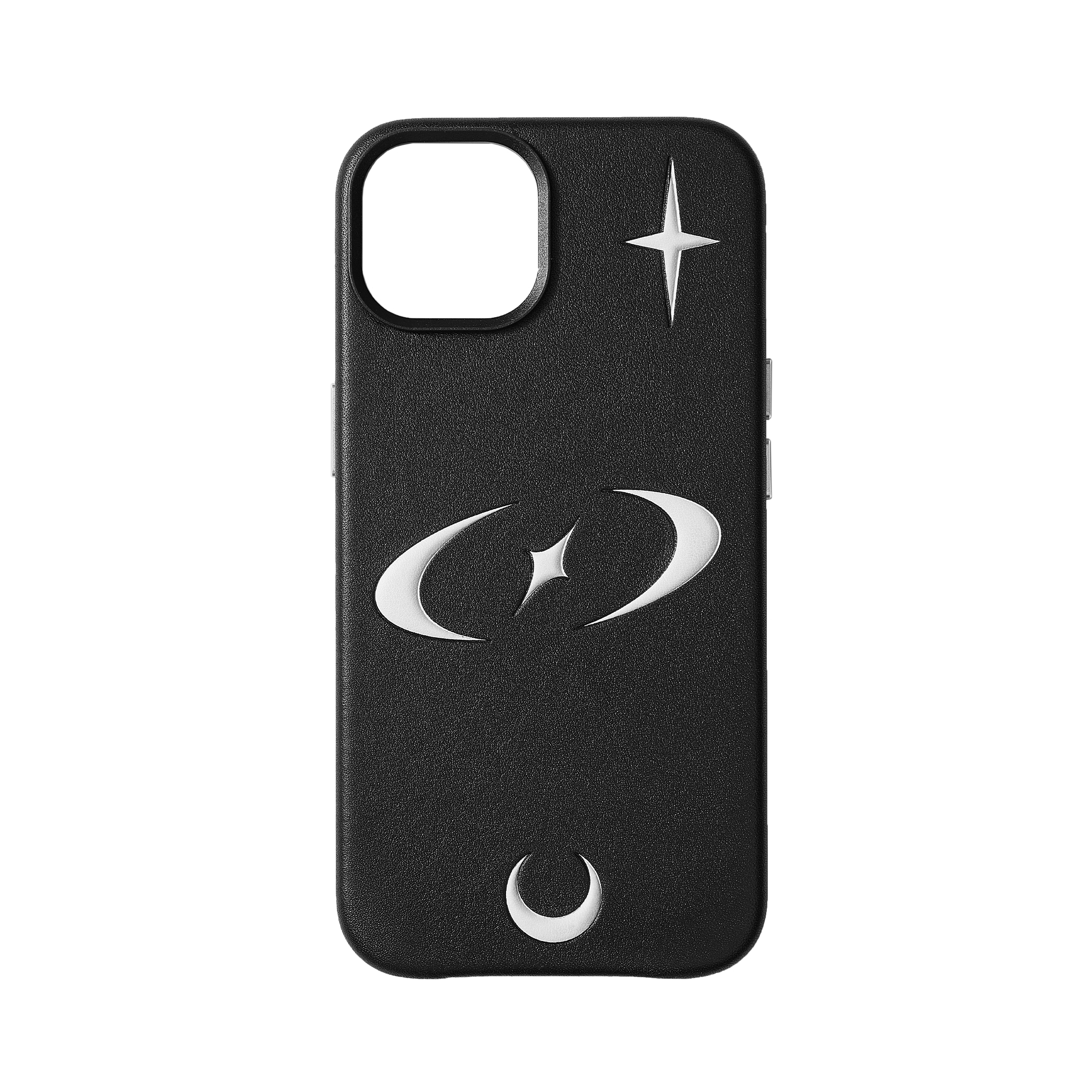 STELLA EMBOSSED BLACK LEATHER IPHONE CASE