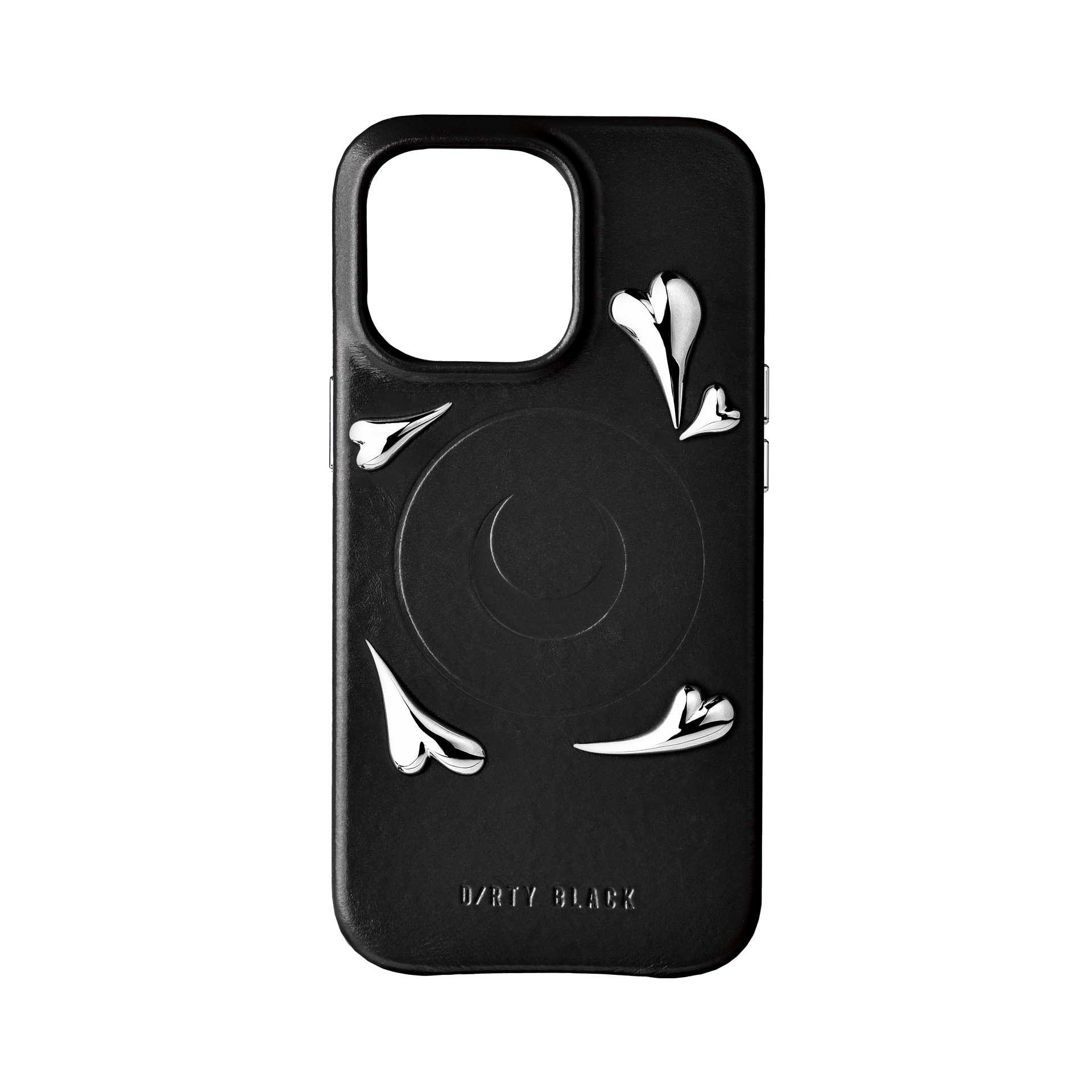 dirty black スマホケース iPhone12 DIRTY_BLACK_HeartStudsBlackLea